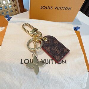 Louis Vuitton Monogram Keychain with Gold Flower Charm